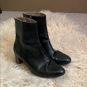 Luxury vegan leather wooden heel boots